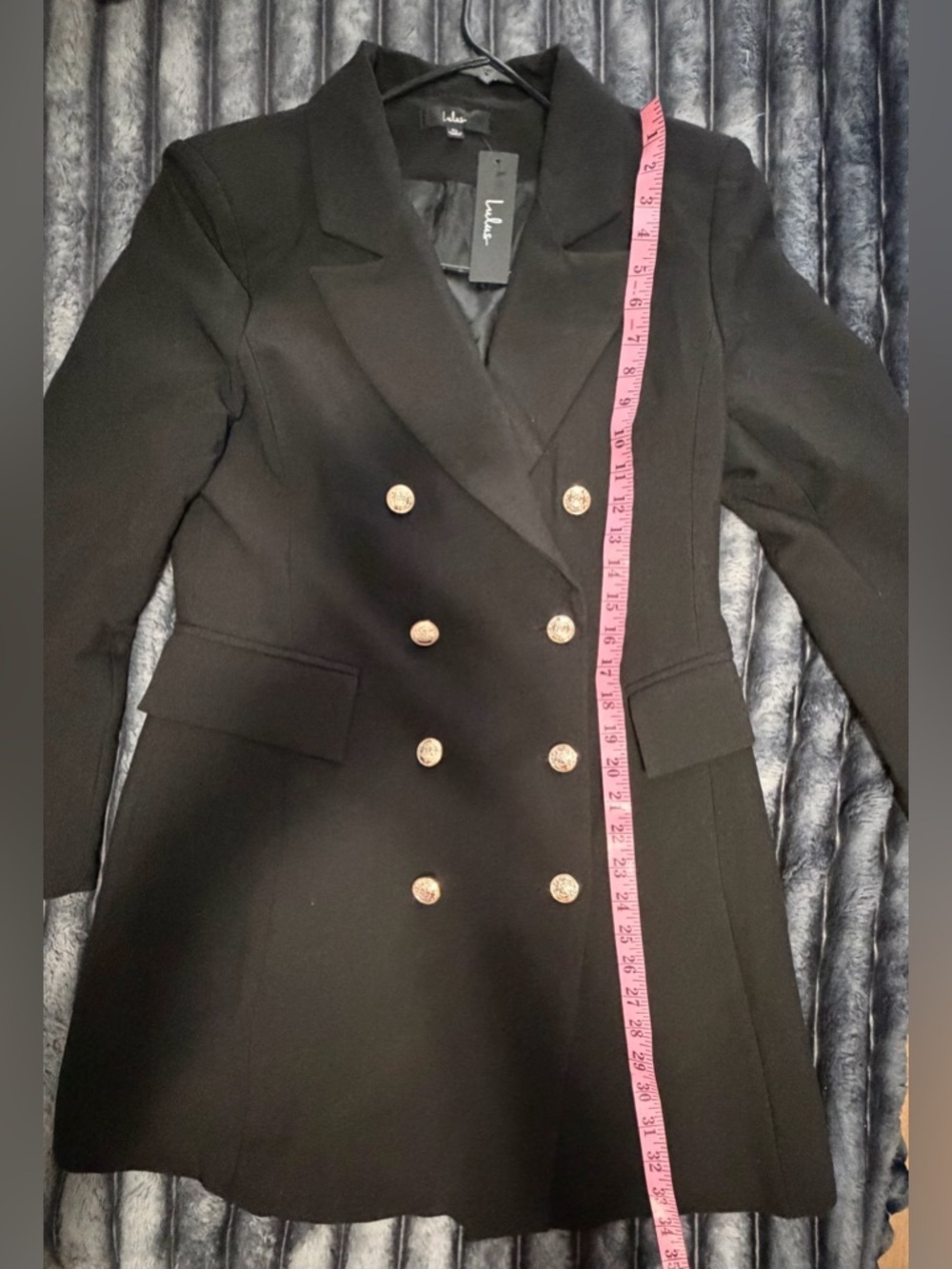 Lulu's Black Double-Breasted Pearl-Button Blazer Dress - Picture 6 of 9